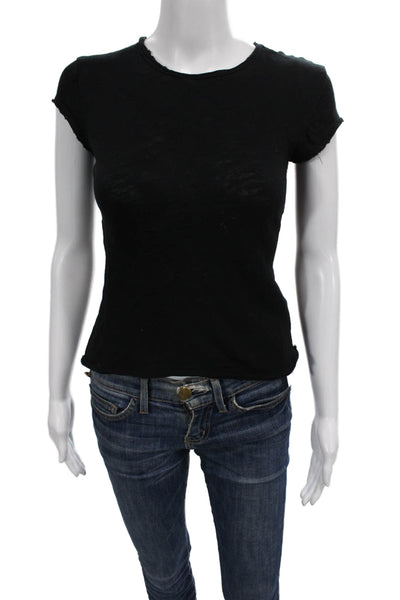 Zara Women Basic Black T-Shirt Crew Neck Short Sleeve Cotton Size S