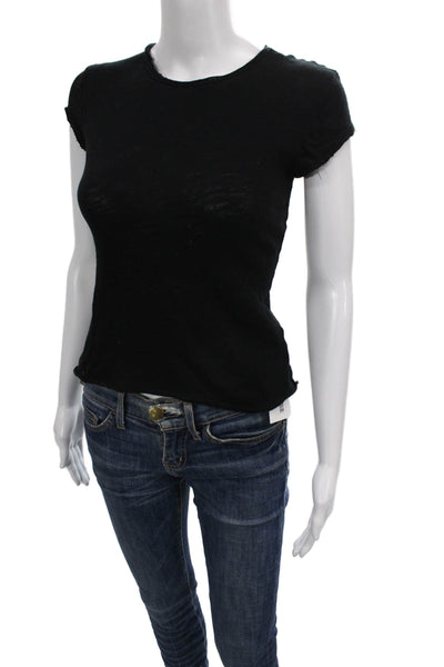 Zara Women Basic Black T-Shirt Crew Neck Short Sleeve Cotton Size S