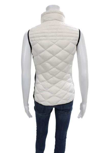 Calvin Klein Womens Quilted Puffer Vest White High Neck Zip Sleeveless Size S