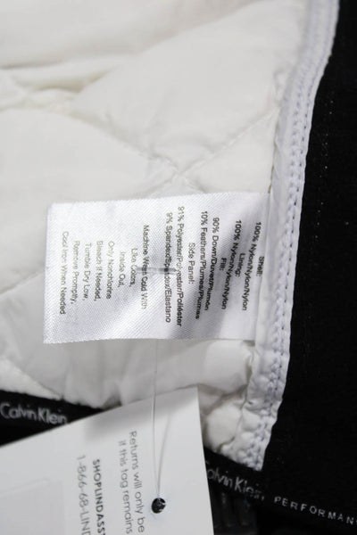 Calvin Klein Womens Quilted Puffer Vest White High Neck Zip Sleeveless Size S