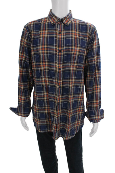 Banana Republic Mens Plaid Slim Fit Button Down Shirt Blue Size Extra Large