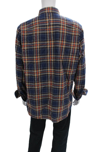 Banana Republic Mens Plaid Slim Fit Button Down Shirt Blue Size Extra Large