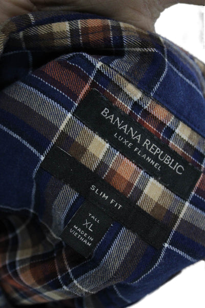 Banana Republic Mens Plaid Slim Fit Button Down Shirt Blue Size Extra Large