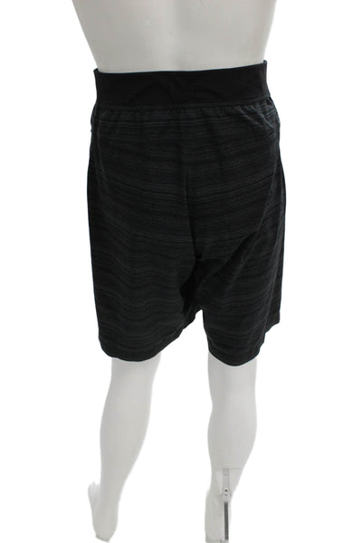 Lululemon Mens Sweat Shorts Black Striped Polyester Size 2XL