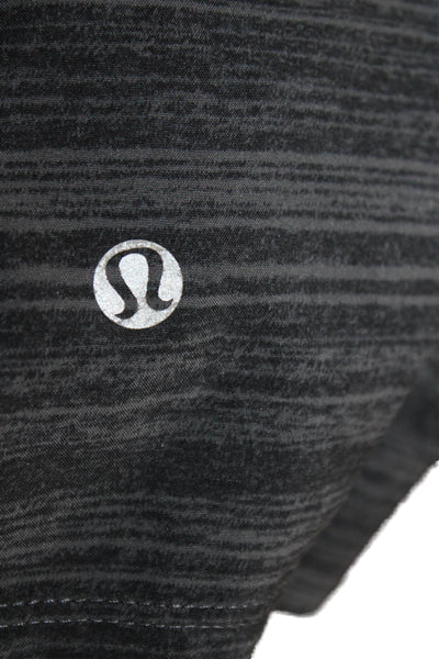 Lululemon Mens Sweat Shorts Black Striped Polyester Size 2XL