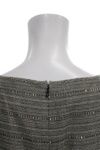 Lafayette 148 New York Women Sheath Striped Gray Sleeveless Dress Size 8