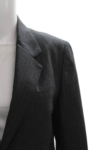 Brooks Brothers Womens Striped Print Long Sleeve Blazer Set Gray Size 6