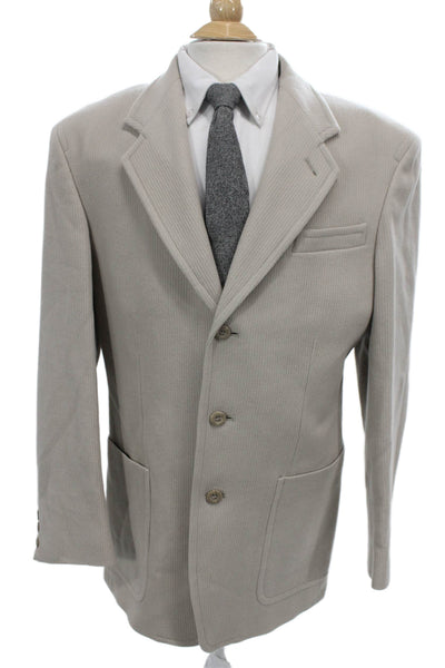 Bachrach Mens Beige Striped Wool Cashmere Blazer Size 40