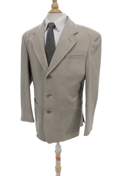 Bachrach Mens Beige Striped Wool Cashmere Blazer Size 40