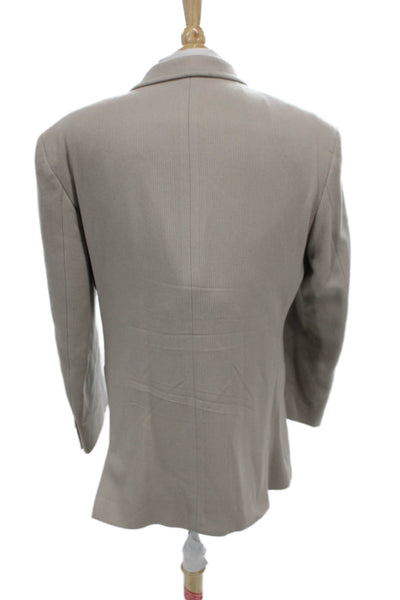 Bachrach Mens Beige Striped Wool Cashmere Blazer Size 40