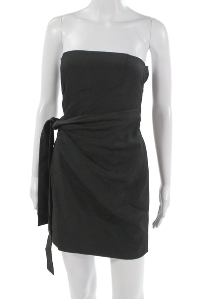 GAUGE81 Womens Black Bodycon Wrap Mini Dress Sleeveless Tie Size 34