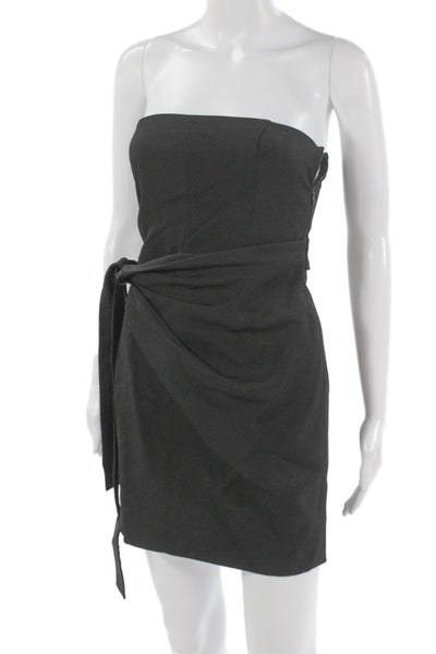 GAUGE81 Womens Black Bodycon Wrap Mini Dress Sleeveless Tie Size 34