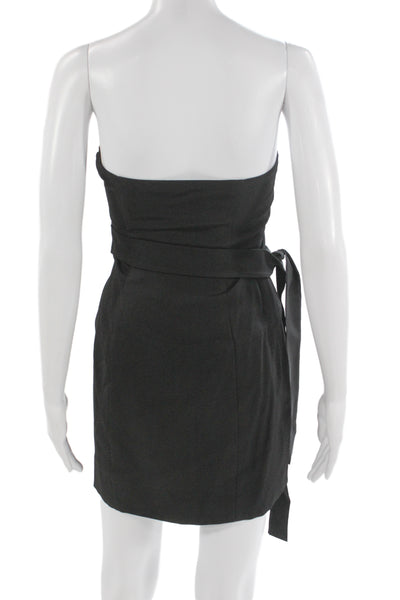 GAUGE81 Womens Black Bodycon Wrap Mini Dress Sleeveless Tie Size 34