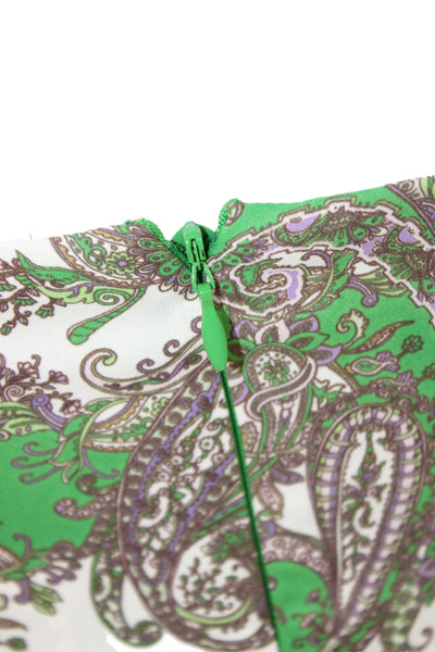 L'Agence Women Green Paisley Maxi V-Neck Sundress Sleeveless Size 0