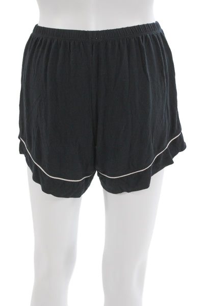 Eberjey Womens Button Down Short Sleeves Pajama Set Black Size Extra Small