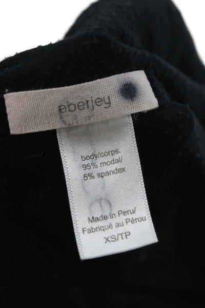 Eberjey Womens Button Down Short Sleeves Pajama Set Black Size Extra Small