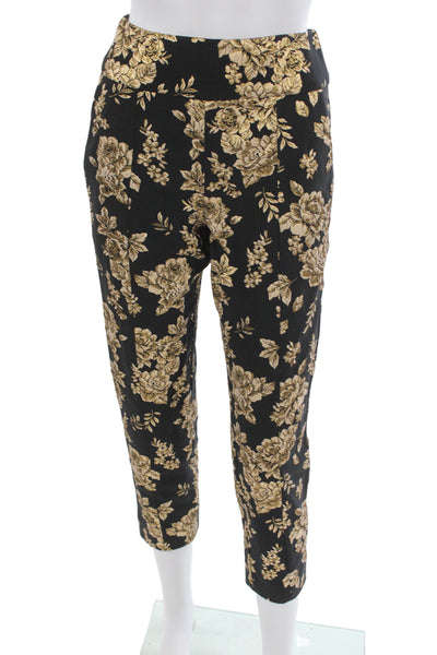 Michelle Mason Womens Floral Print Tank Top Pant Set Black Gold Size 0