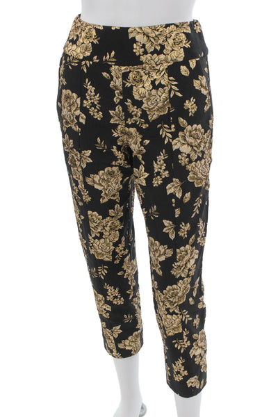 Michelle Mason Womens Floral Print Tank Top Pant Set Black Gold Size 0