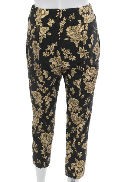 Michelle Mason Womens Floral Print Tank Top Pant Set Black Gold Size 0