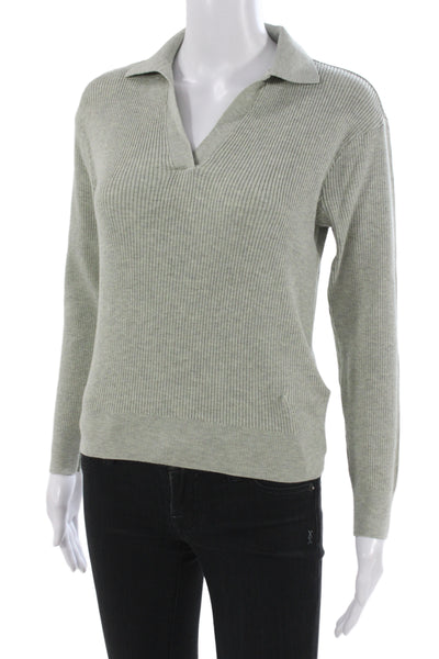 Uniqlo Unisex Gray Collared Long Sleeve Pullover Rayon Blend Size XS