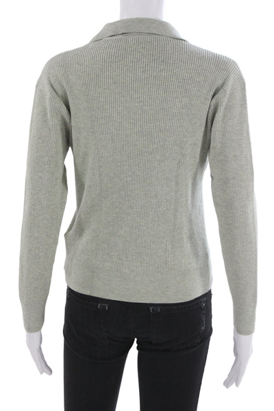 Uniqlo Unisex Gray Collared Long Sleeve Pullover Rayon Blend Size XS