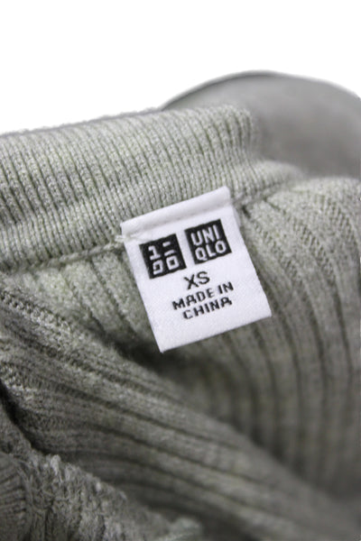 Uniqlo Unisex Gray Collared Long Sleeve Pullover Rayon Blend Size XS