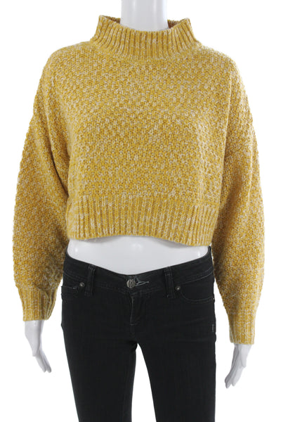 Topshop Unisex Yellow 90s Mock Neck Pullover Sweater 100% Acrylic Size 2