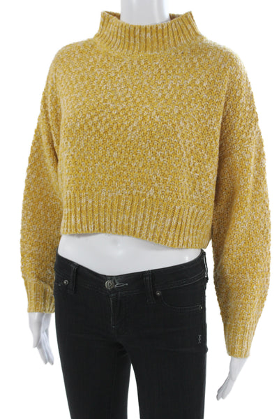 Topshop Unisex Yellow 90s Mock Neck Pullover Sweater 100% Acrylic Size 2