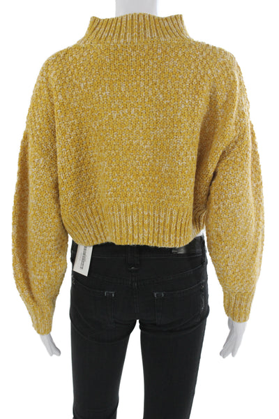 Topshop Unisex Yellow 90s Mock Neck Pullover Sweater 100% Acrylic Size 2