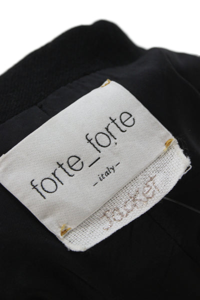 Forte Forte Unisex Black Virgin Wool Classic Blazer Button Long Sleeve Size 0