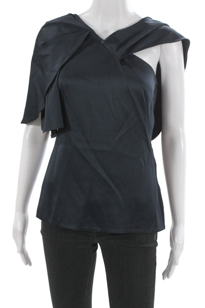 PETER PILOTTO Women Dark Blue Short Sleeve Blouse Size 2