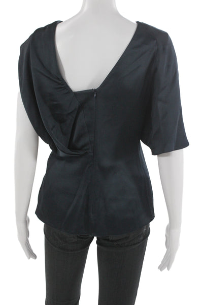 PETER PILOTTO Women Dark Blue Short Sleeve Blouse Size 2
