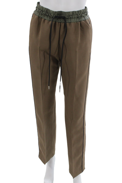Sacai Mens Jogger Dress Pants Brown Polyester Button Army Solid Fall Size 1