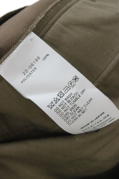 Sacai Mens Jogger Dress Pants Brown Polyester Button Army Solid Fall Size 1