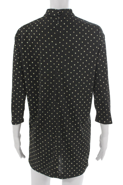 Marc Jacobs Womens Black Polka Dot Shift Dress Mock Neck 3/4 Sleeve Size 0
