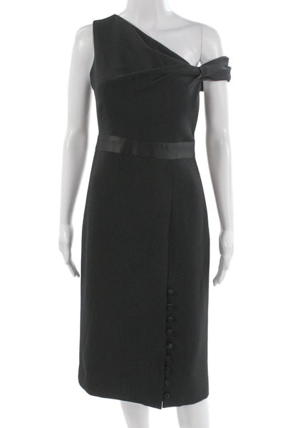 Prabal Gurung Womens Sheath Dress Black Knee Length Button Size 0