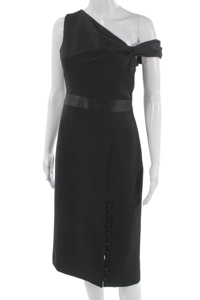 Prabal Gurung Womens Sheath Dress Black Knee Length Button Size 0