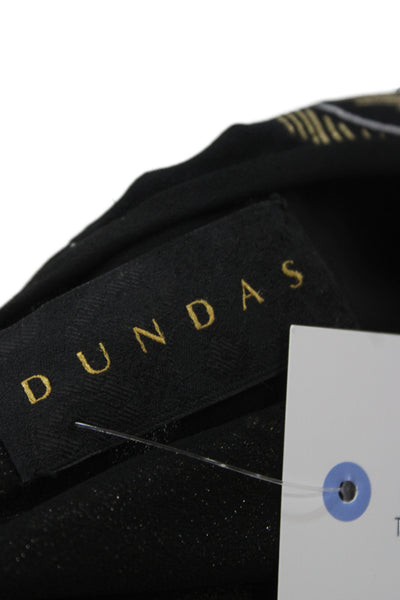 Dundas Womens Bodycon Mini Dress Black V-Neck Long Sleeve Button 80s Size 34