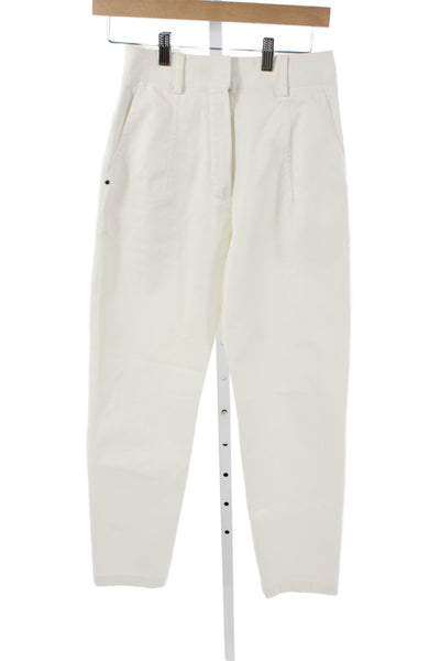 Hermes Women White Chino Pants Cotton Button Closure Size 34