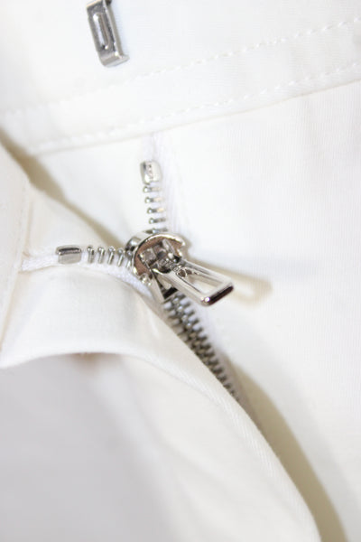 Hermes Women White Chino Pants Cotton Button Closure Size 34