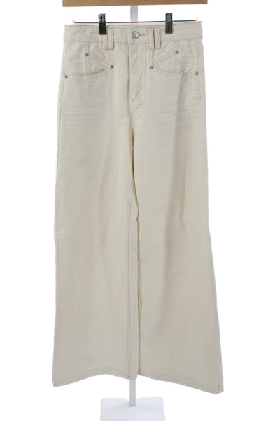 Isabel Marant Womens Beige High Rise Jeans Button 100% Cotton Size 34
