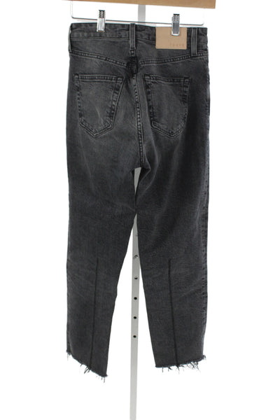 Trave Womens Cropped Straight Dark Gray High Rise Jeans Size 25