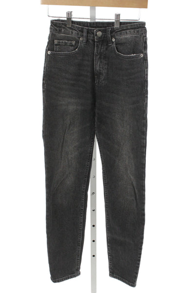 Ksubi Women Skinny Ankle Jeans Dark Gray High Rise Button Size 23