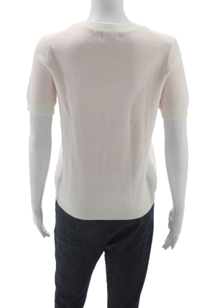 Staud Unisex Pullover Sweater White Graphic Crewneck Short Sleeve Size M