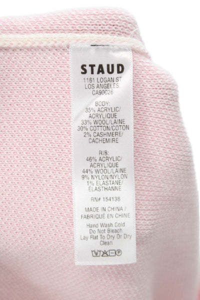Staud Unisex Pullover Sweater White Graphic Crewneck Short Sleeve Size M