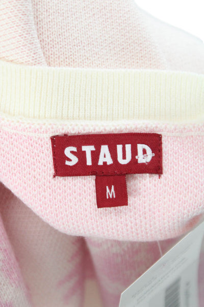 Staud Unisex Pullover Sweater White Graphic Crewneck Short Sleeve Size M