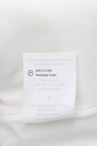 Vince Women Shift Shirt Dress White Silk Mock Neck Button Above Knee Size 4
