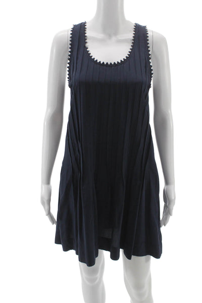 Club Monaco Women Tank Dress Dark Blue Silk Sleeveless Size 0 Petite