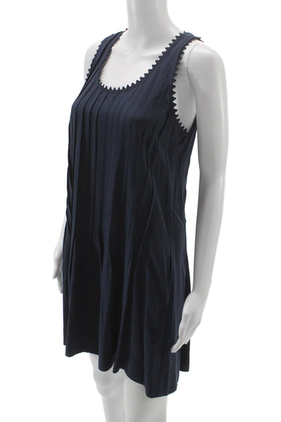 Club Monaco Women Tank Dress Dark Blue Silk Sleeveless Size 0 Petite