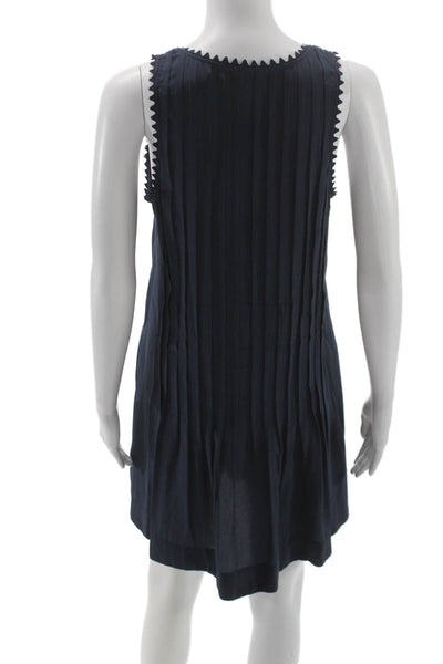 Club Monaco Women Tank Dress Dark Blue Silk Sleeveless Size 0 Petite